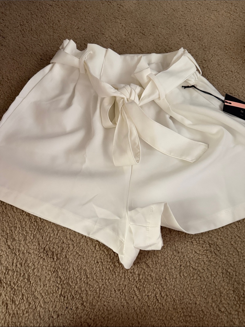 iris High-Waist Paperbag Tie Shorts - White